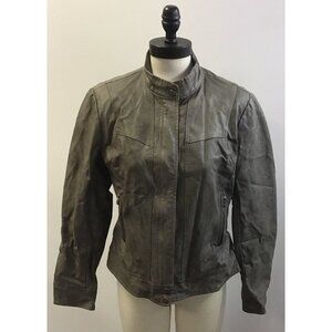 Womans Bernardo Grey Motorcycle Jacket size L